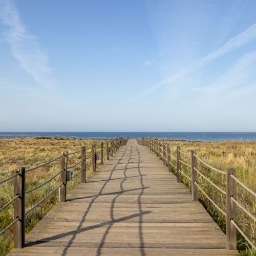 walkways leading to the beach at Salgados